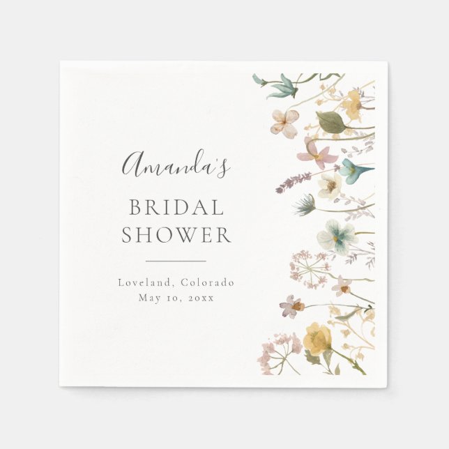 Serviette En Papier Élégante Fête de Mariage Florale (Devant)