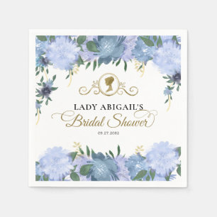 Serviette En Papier Élégante Fête de Mariage Florale Bleu Poussiéreux 