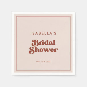 Serviette En Papier Élégante Fête de Mariée Rose Pêche Rétro