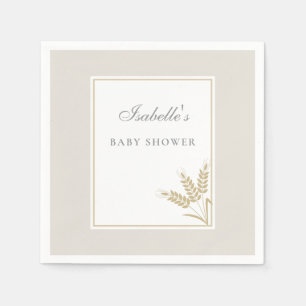 Serviette En Papier Élégante Fête de Naissance Blé Lin Chaud