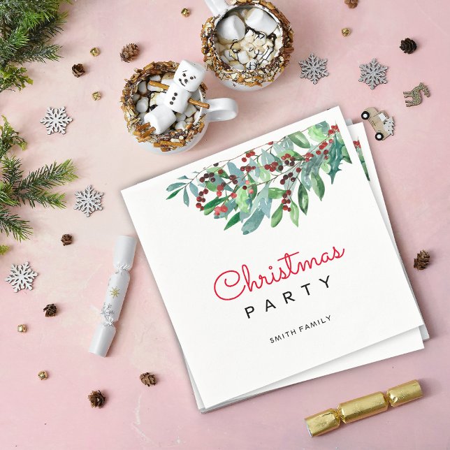 Serviette En Papier Élégante fête de Noël verdoyante (Créateur téléchargé)