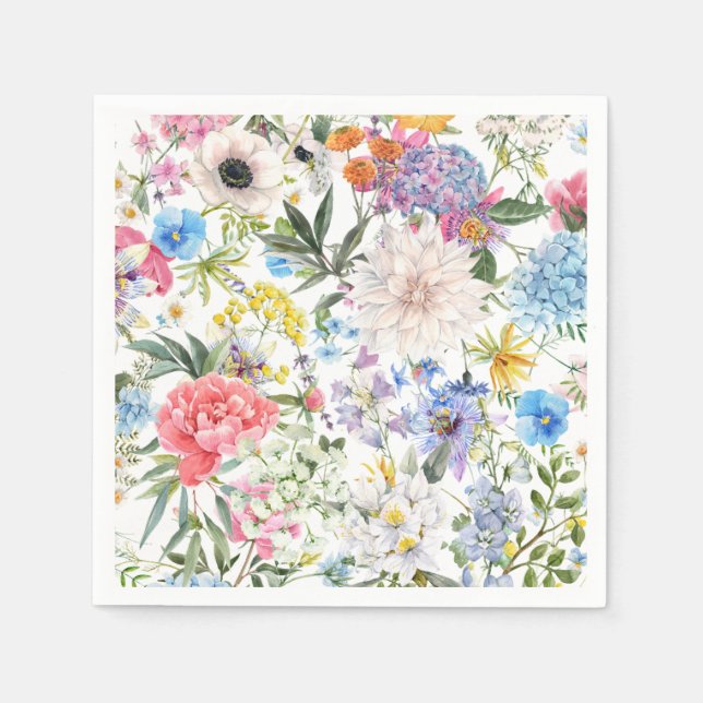 Serviette En Papier Élégante fête des fleurs du jardin (Devant)