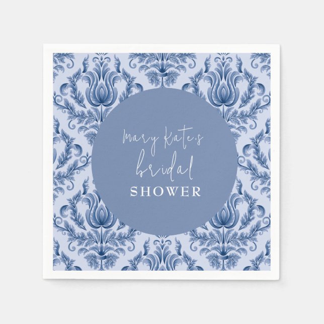 Serviette En Papier Elégante Fête des mariées bleue et blanche (Devant)