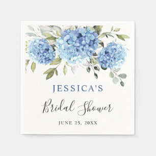 Serviette En Papier Elégante Fête des mariées Blue Hydrangea Eucalyptu