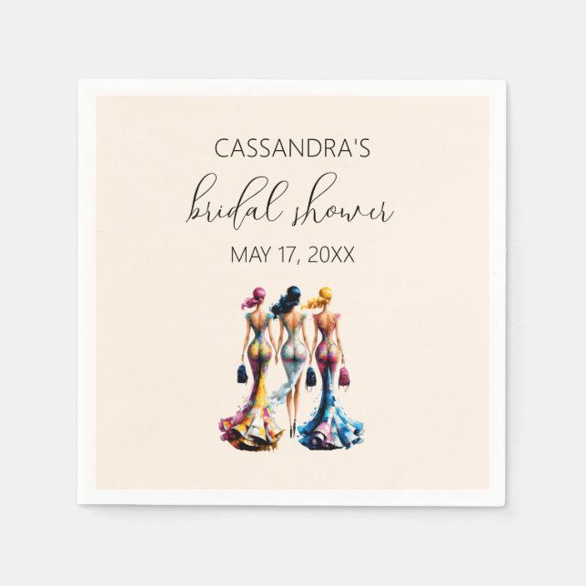 Serviette En Papier Élégante Fête des mariées de filles habillées (Devant)