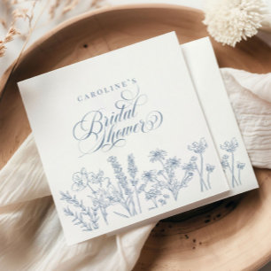 Serviette En Papier Élégante Fête des mariées de Fleur sauvage bleu pé