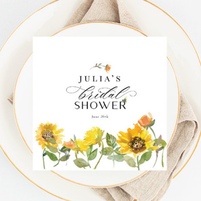 Serviette En Papier Elégante Fête des mariées de soleil de tournesol j (Créateur téléchargé)