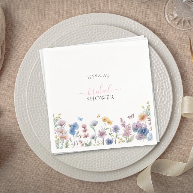 Serviette En Papier Elégante Fête des mariées de verdure Fleur sauvage (Créateur téléchargé)