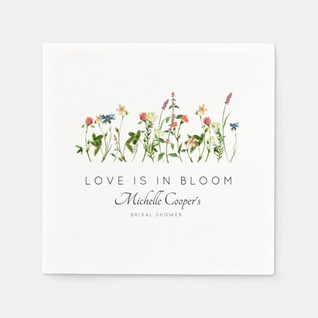 Serviette En Papier Élégante Fête des mariées Fleur sauvage (Devant)