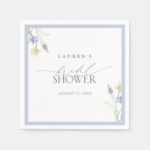 Serviette En Papier Elégante Fête des mariées Fleur sauvage bleu Dusty