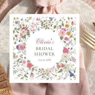 Serviette En Papier Elégante Fête des mariées Fleur sauvage Pastel Pin