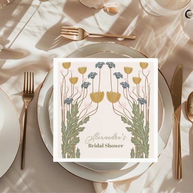 Serviette En Papier Elégante Fête des mariées Florale Art Nouveau (Créateur téléchargé)