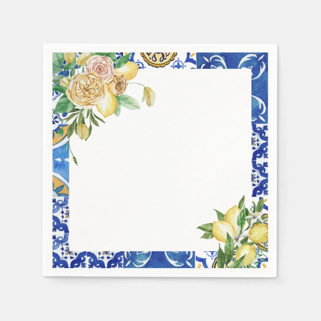 Serviette En Papier Élégante Fête des mariées Florale de citron médite (Devant)