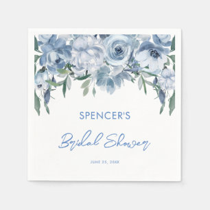 Serviette En Papier Elégante Fête des mariées Florale Dusty Blue