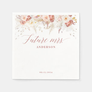 Serviette En Papier Elégante Fête des mariées florale Dusty Rose