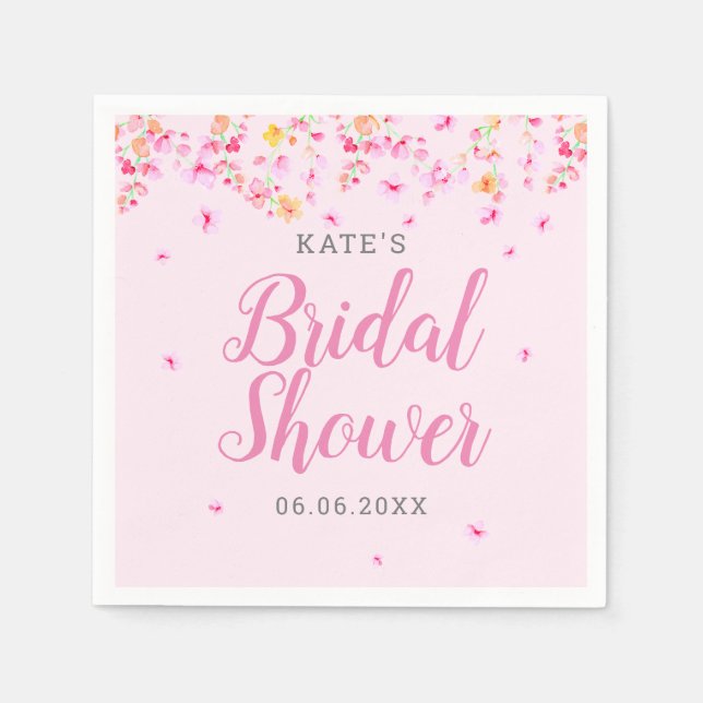 Serviette En Papier Élégante Fête des mariées florale en fleurs (Devant)