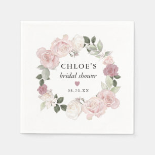 Serviette En Papier Élégante Fête des mariées florale rose rose