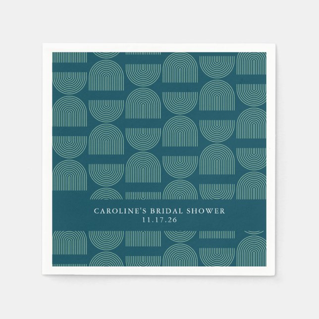 Serviette En Papier Elégante Fête des mariées personnalisée Turquoise  (Devant)