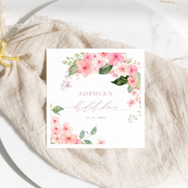 Serviette En Papier Élégante Fête des mariées rose Sakura Flowers serv (Créateur téléchargé)