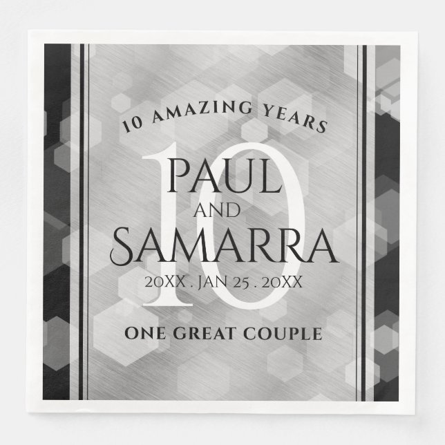 Serviette En Papier Élégante fête du 10e anniversaire du Mariage de Ti (Devant)