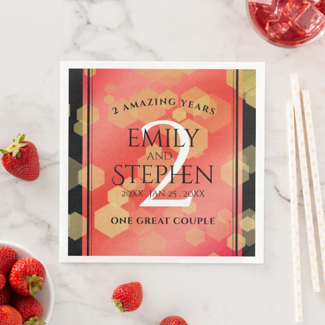 Serviette En Papier Élégante fête du 2e anniversaire du Mariage Garnet (En situation)