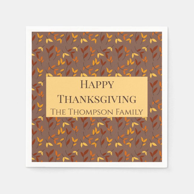 Serviette En Papier Élégante feuille d'automne (Devant)