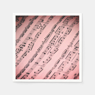 Serviette En Papier Élégante feuille rose papier de musique Napkin