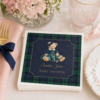 Serviette En Papier Élégante Fille Ourson Polo Baby Shower Préparée