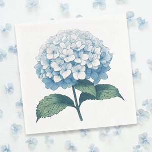 Serviette En Papier Élégante fleur de cocktail d'hortensia bleu clair