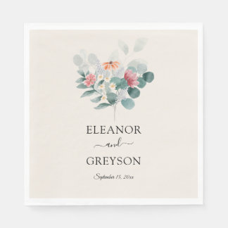 Serviette En Papier Elégante fleur sauvage mariage de verdure