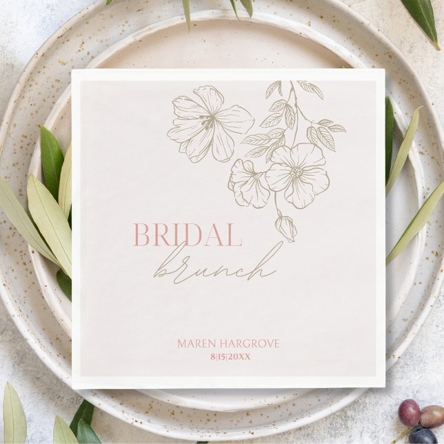 Serviette en papier élégante fleurs dorées pour br (Elegant Gold Flower Bridal Brunch Paper Napkin
)