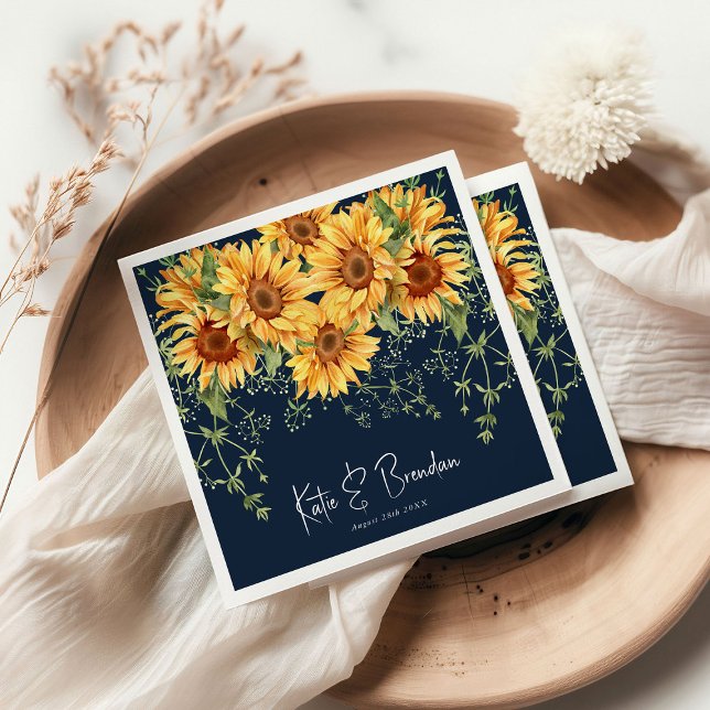 Serviette En Papier Élégante florale de tournesol d'automne et Mariage (Créateur téléchargé)