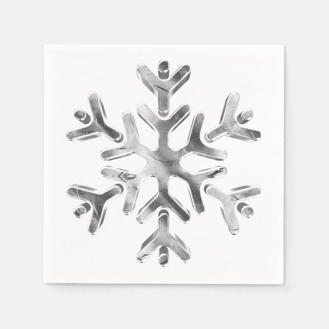 Serviette En Papier Élégante Gray Silver Snowflake Winter Party Napkin (Devant)