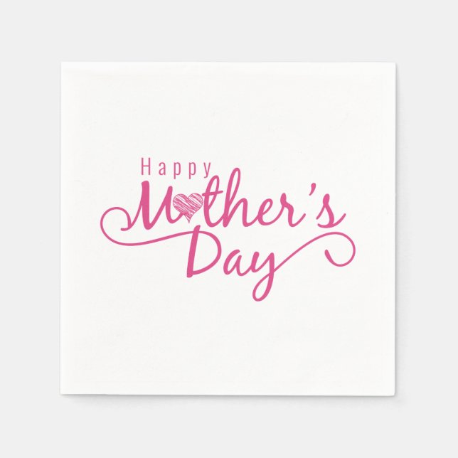 Serviette En Papier Élégante joyeuse calligraphie de la fête des mères (Devant)
