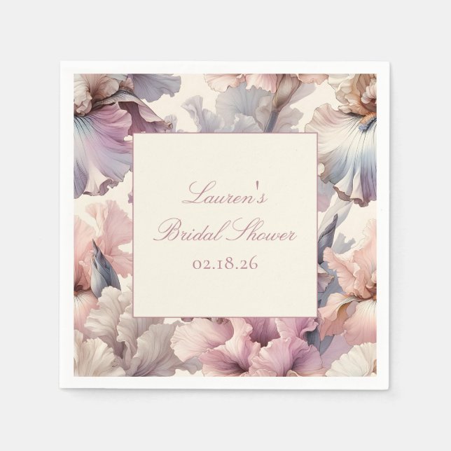 Serviette En Papier Élégante Lavande florale et Fête des mariées floue (Devant)