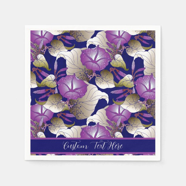 Serviette En Papier Élégante Lavande Violette Fleurs Florales Personna (Devant)