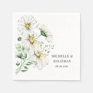 Serviette En Papier Elégante marguerite blanche Jardin Mariage floral
