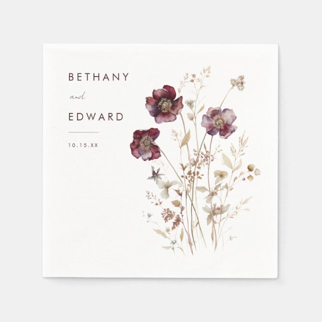 Serviette En Papier Élégante Mariage de automne (Devant)