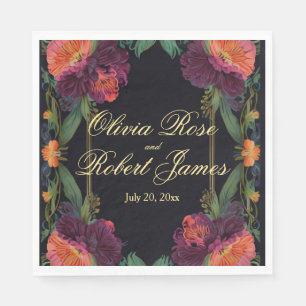 Serviette En Papier Élégante moody victorienne rose foncé magenta flor