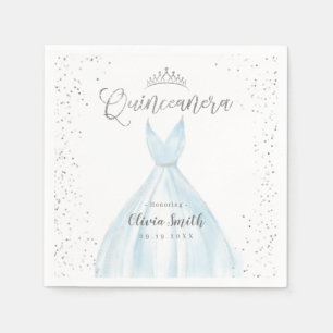 Serviette En Papier Elégante parties scintillant robe bleu argent quin