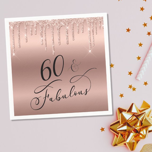 Serviette En Papier Elégante Parties scintillant Rose Gold 60e fête d' (Créateur téléchargé)