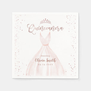 Serviette En Papier Elégante parties scintillant rose or avec robe qui