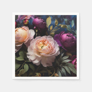 Serviette En Papier Elégante peinture vintage à fleurs