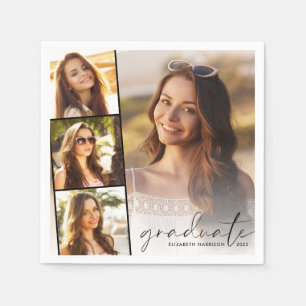 Serviette En Papier Élégante Photo Collage Graduation Party