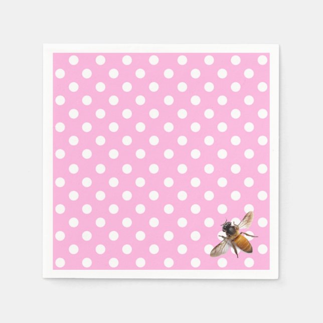 Serviette En Papier Elégante pois rose classique motif miel abeille (Devant)