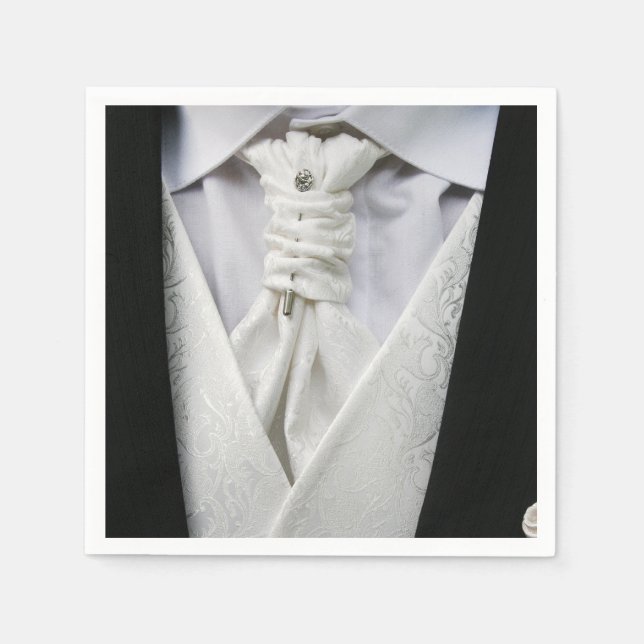 Serviette en papier élégante pour smoking de marié (Devant)