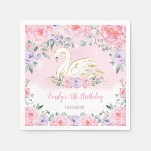 Serviette En Papier Élégante princesse de cygne   Fête Florale violet 
