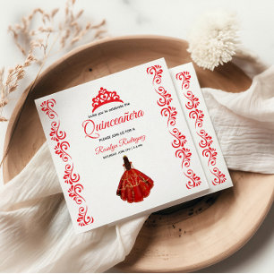 Serviette En Papier Elégante Quinceañera royale rouge