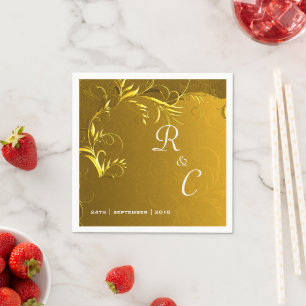 Serviette En Papier Elégante Réception De Mariage D'Or