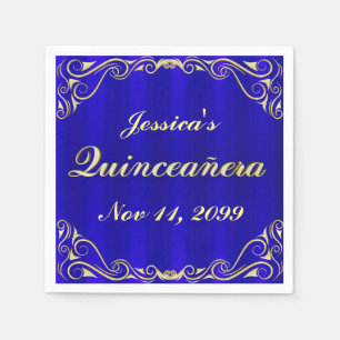 Serviette En Papier Élégante Régale Typographie d'or Quinceañera